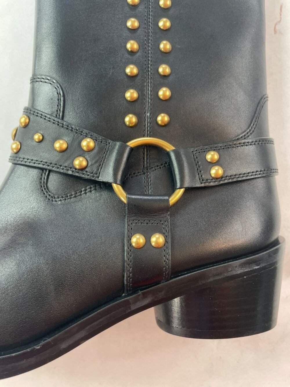 Vince Camuto Roista Black Leather Studded Mid-Calf Boots Women's Sz 9M $198 NWT - Picture 10 of 12